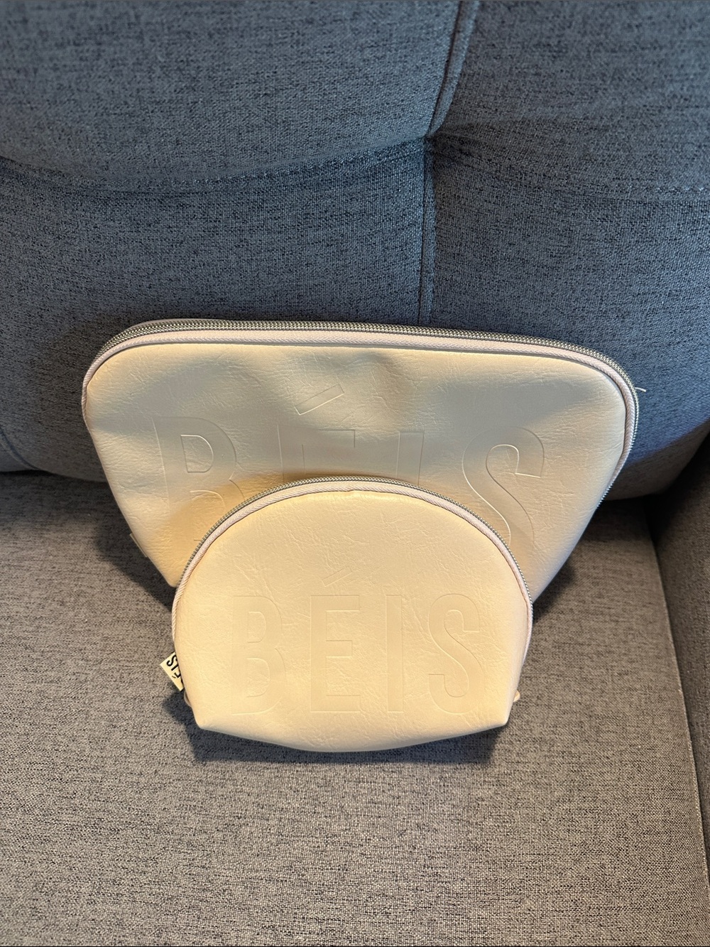 BEIS Cream Cosmetic and Accessory Pouch Duo